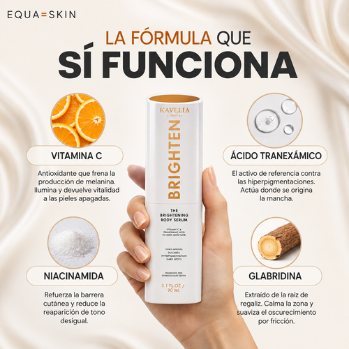 EQUA SKIN Brighten | Sérum Corporal Unificador de Tono | Con Ácido Tranexámico, Vitamina C y Niacinamida | 90 ml