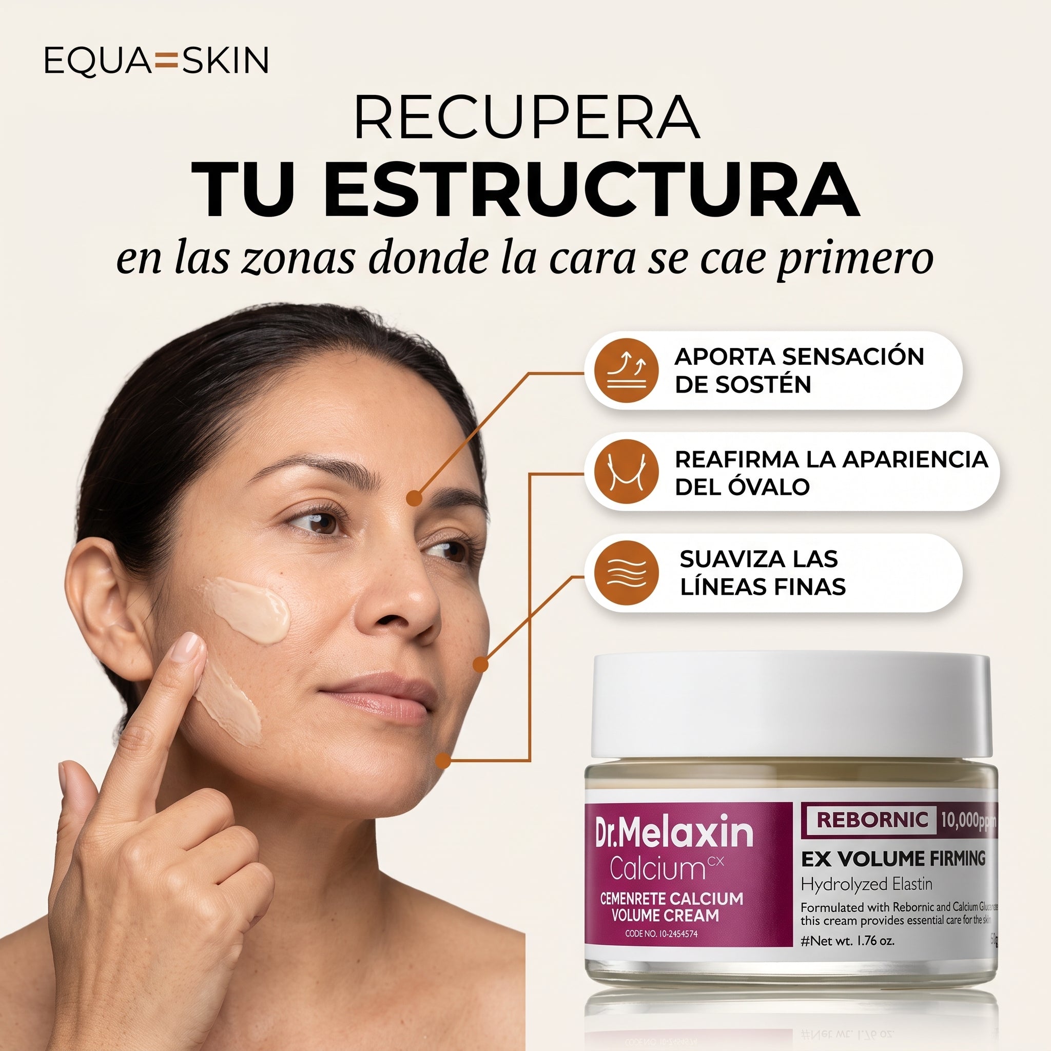EQUA SKIN Density | Crema Facial Reafirmante de Calcio + Elastina